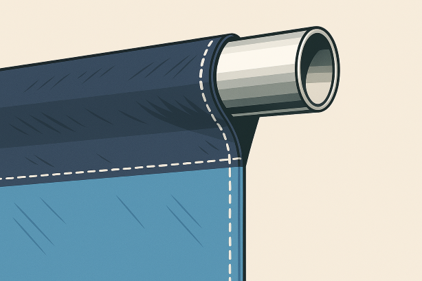 Outdoor vinyl banner printing showing pole pocket and hemming